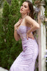 Load image into Gallery viewer, Lavender Strapless Mermaid Prom Dress with Appliques