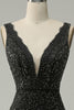 Load image into Gallery viewer, Elegant Glitter Rhinestone Black Lace Long Prom Dress