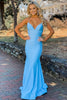 Load image into Gallery viewer, Blue Mermaid Simple Prom Dress with Lace-up Back