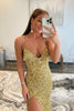 Load image into Gallery viewer, Gold Mermaid Sequin Prom Dress with Slit