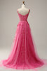 Load image into Gallery viewer, Off the Shoulder Hot Pink Prom Dress with Appliques