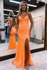 Load image into Gallery viewer, Mermaid Spaghetti Straps Orange Sparkly Prom Dress with Sequins