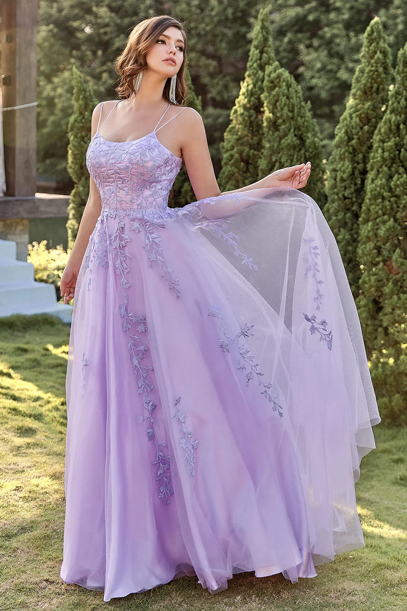 Load image into Gallery viewer, Spaghetti Straps A-Line Lavender Princess Prom Dress