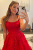 Load image into Gallery viewer, Red Spaghetti Straps Long Prom Dress with Appliques