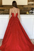 Load image into Gallery viewer, Princess Red Spaghetti Straps Prom Dress