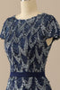 Load image into Gallery viewer, Navy Round Neck Mother of Bride Dress with Sequins