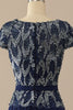 Load image into Gallery viewer, Navy Round Neck Mother of Bride Dress with Sequins