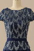 Load image into Gallery viewer, Navy Round Neck Mother of Bride Dress with Sequins