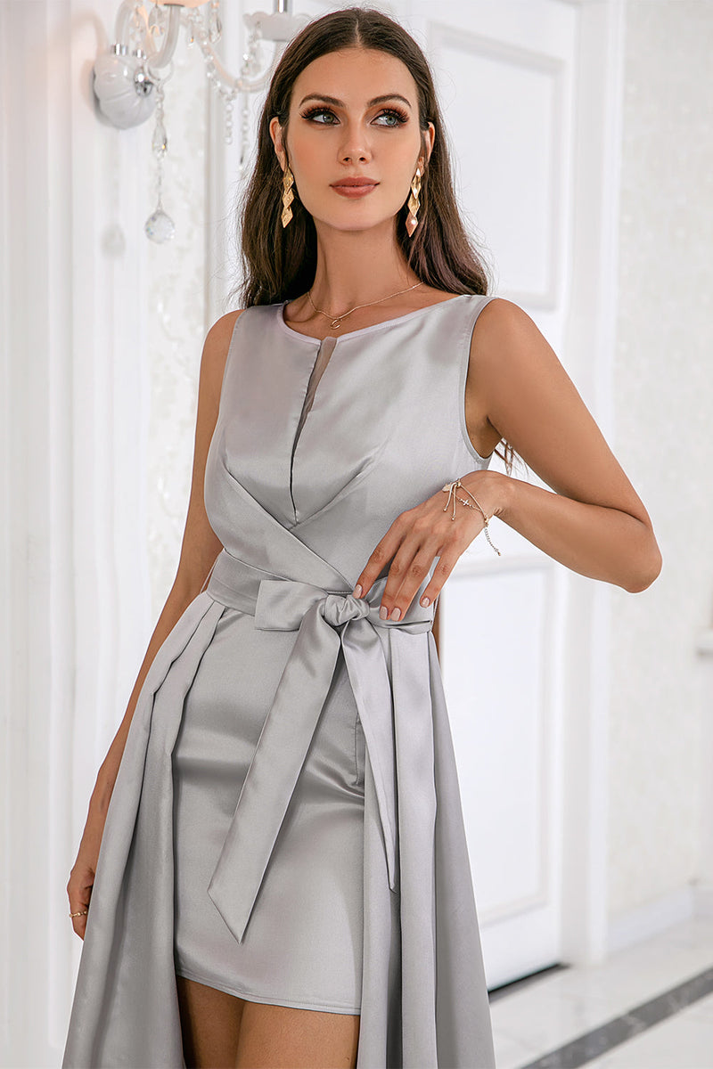 Load image into Gallery viewer, Grey High-low Bodycon Party Dress