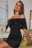 Load image into Gallery viewer, Sheath One Shoulder Black Holiday Party Dress