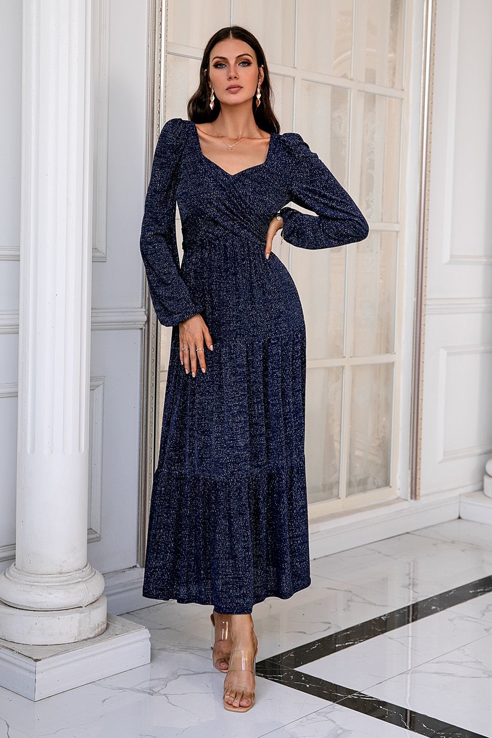 Navy Long Sleeves Mother Dress