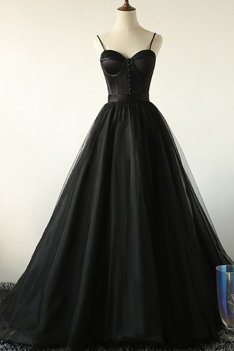 Load image into Gallery viewer, Black Sweetheart Tulle Prom Dress