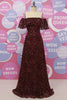 Load image into Gallery viewer, Off The Shoulder Burgundy Flower Lace Formal Dress