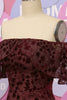 Load image into Gallery viewer, Off The Shoulder Burgundy Flower Lace Formal Dress