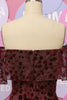 Load image into Gallery viewer, Off The Shoulder Burgundy Flower Lace Formal Dress