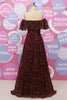 Load image into Gallery viewer, Off The Shoulder Burgundy Flower Lace Formal Dress