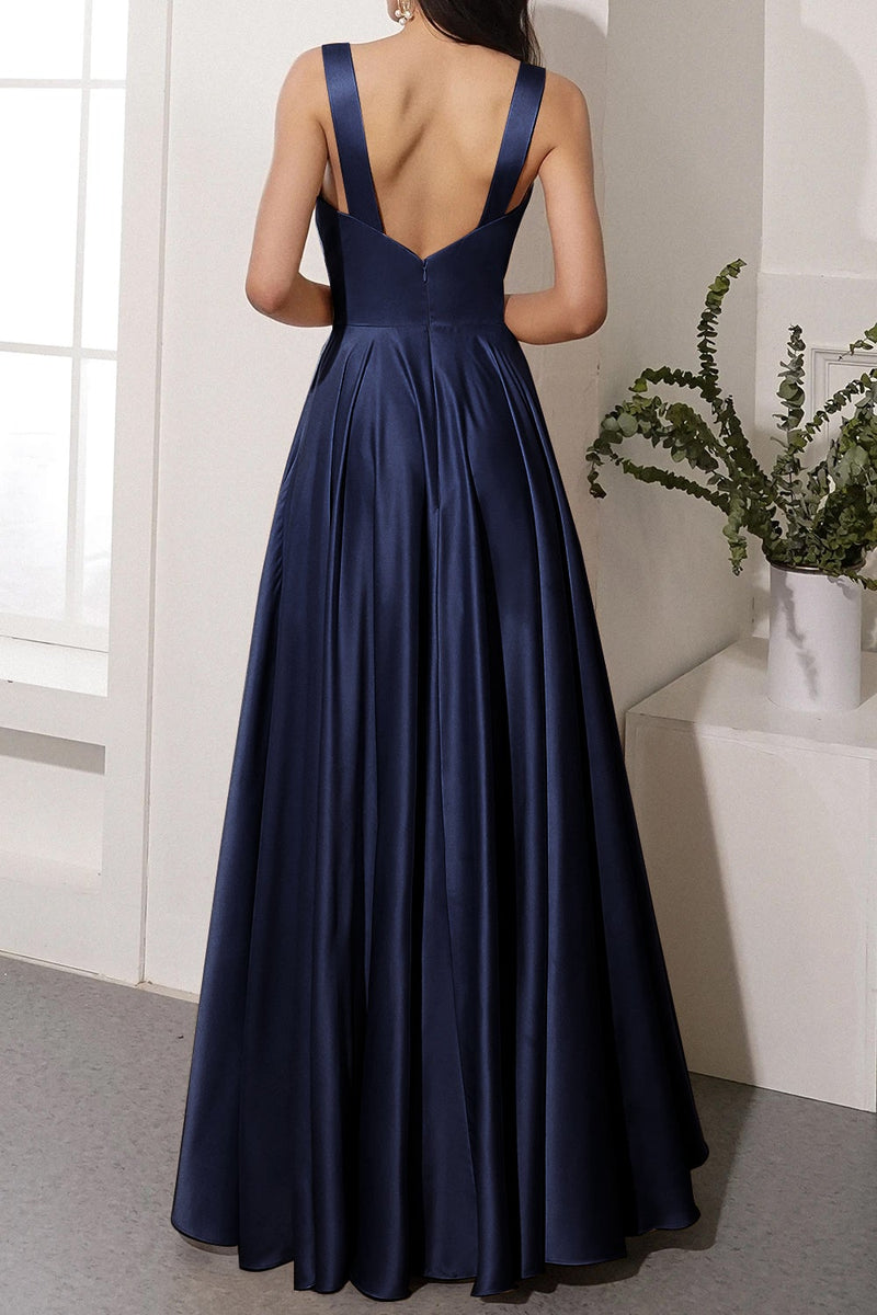 Load image into Gallery viewer, Satin Long Prom Party Dress With Slit