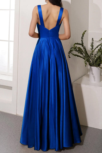 Satin Long Prom Party Dress With Slit