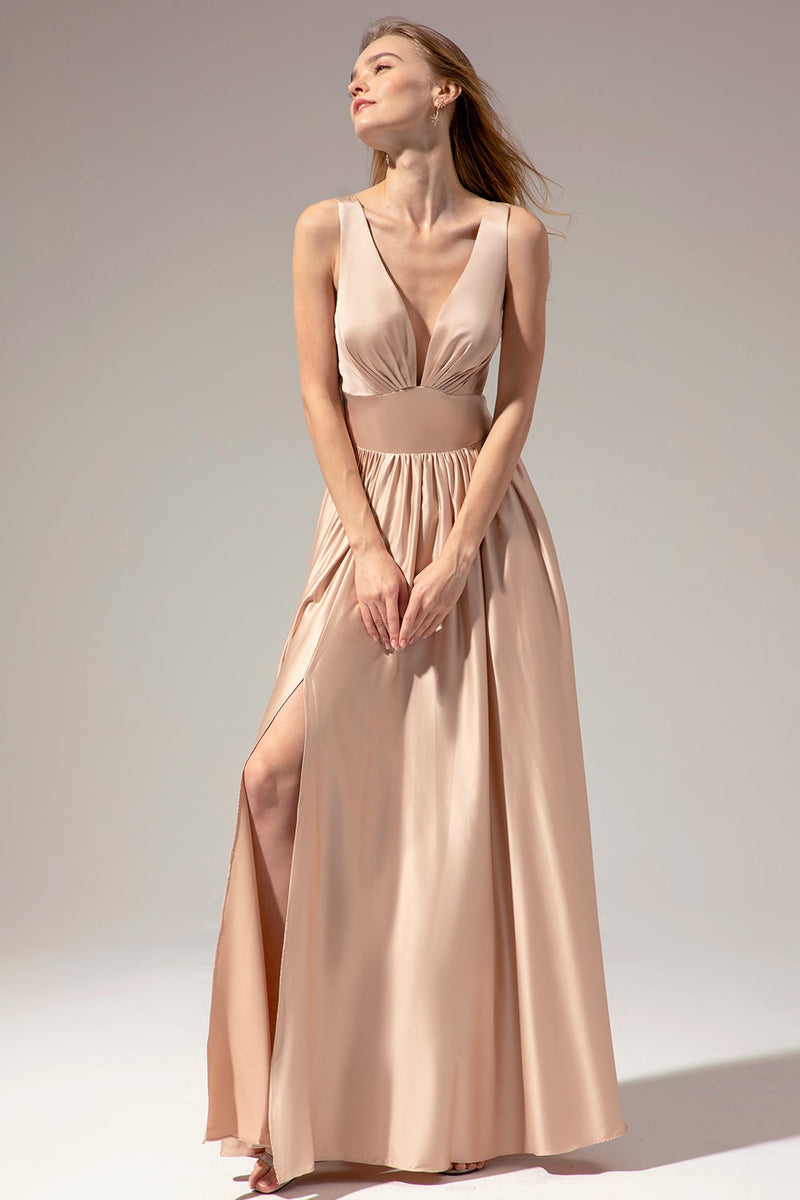 Load image into Gallery viewer, Satin Long Prom Party Dress With Slit