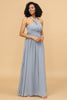 Load image into Gallery viewer, Grey Blue Convertible Long Chiffon Bridesmaid Dress