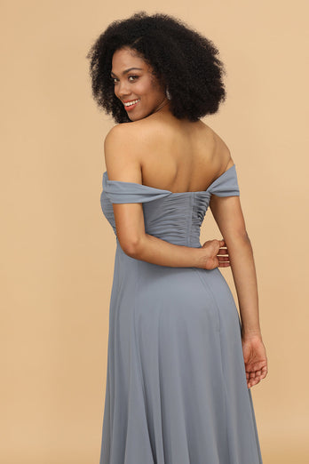 Off the Shoulder Chiffon Bridesmaid Dress