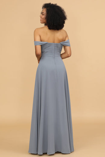 Off the Shoulder Chiffon Bridesmaid Dress