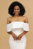 Load image into Gallery viewer, White Off the Shoulder Satin Bridesmaid Dress