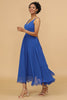 Load image into Gallery viewer, Royal Blue V-Neck Chiffon Bridesmaid Dress