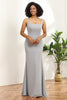 Load image into Gallery viewer, Grey Square Neck Mermaid Bridesmaid Dress