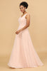 Load image into Gallery viewer, A Line V Neck Blush Chiffon Long Bridesmaid Dress