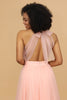 Load image into Gallery viewer, A Line Halter Blush Long Bridesmaid Dress