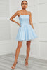 Load image into Gallery viewer, Blue Tulle Short Prom Dress with Appliques