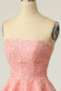 Load image into Gallery viewer, Blush Strapless Short Prom Dress with Appliques