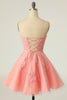 Load image into Gallery viewer, Blush Strapless Short Prom Dress with Appliques