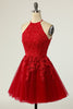 Load image into Gallery viewer, A Line Halter Red Short Party Dress with Appliques