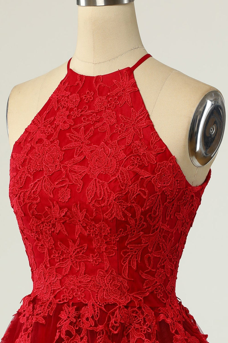 Load image into Gallery viewer, A Line Halter Red Short Party Dress with Appliques