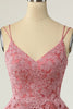 Load image into Gallery viewer, A Line Spaghetti Straps Blush Short Party Dress with Appliques