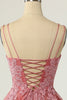 Load image into Gallery viewer, A Line Spaghetti Straps Blush Short Party Dress with Appliques