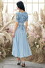 Load image into Gallery viewer, V Neck Blue Mother of Bride Dress with Appliques