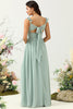 Load image into Gallery viewer, A Line Spaghetti Straps Dusty Sage Long Bridesmaid Dress with Ruffles