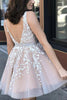 Load image into Gallery viewer, Pink V Neck A Line Graduation Dress