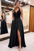 Load image into Gallery viewer, Black A-Line Sparkly Prom Dress with Pockets