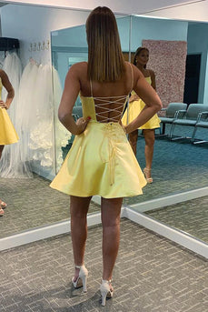 Yellow Simple A Line Short Prom Dress