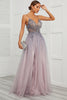 Load image into Gallery viewer, Spaghetti Straps Appliques Long Prom Dress with Split Front