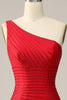 Load image into Gallery viewer, Mermaid One Shoulder Red Long Prom Dress with Beading