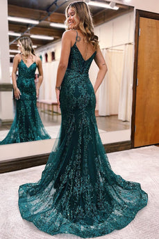 Long green prom clearance dresses