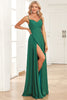 Load image into Gallery viewer, Dark Green A Line Spaghetti Straps Long Simple Prom Dress