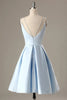 Load image into Gallery viewer, Simple Light Blue A Line Short Prom Dress