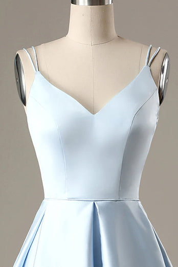 Simple Light Blue A Line Short Prom Dress