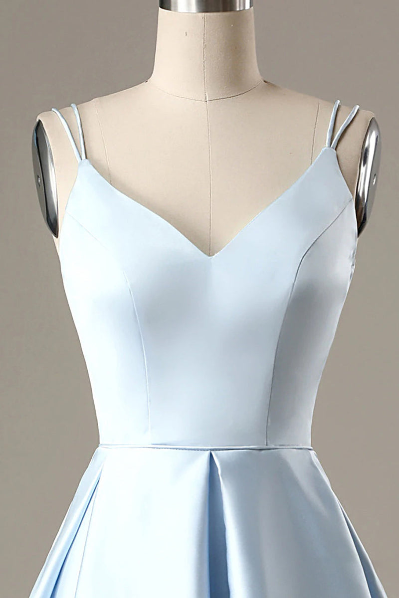 Load image into Gallery viewer, Simple Light Blue A Line Short Prom Dress